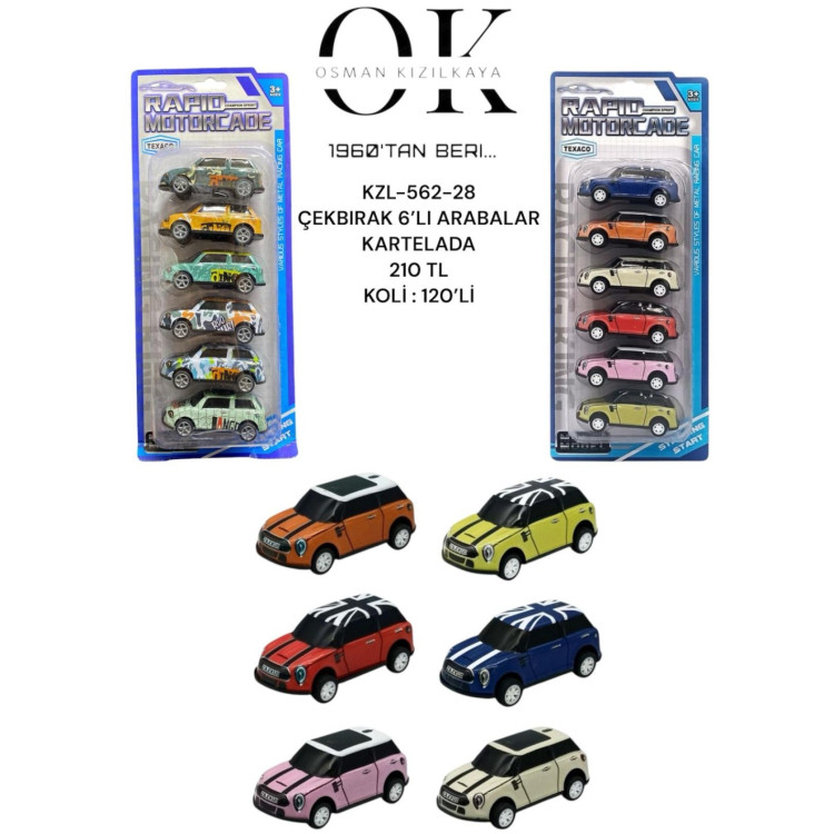 KART. 6 LI ÇEKBIRAK ARABALAR 7CM