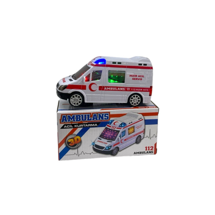 KUT.PİLLİ 3D IŞIKLI SESLİ 112 AMBULANS 16CM