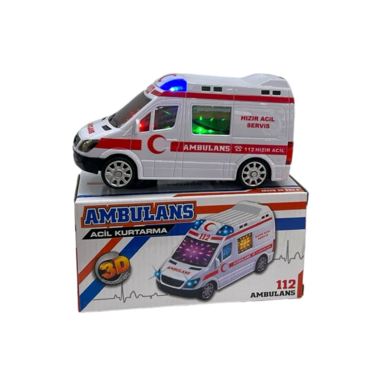 KUT.PİLLİ 3D IŞIKLI SESLİ 112 AMBULANS 16CM
