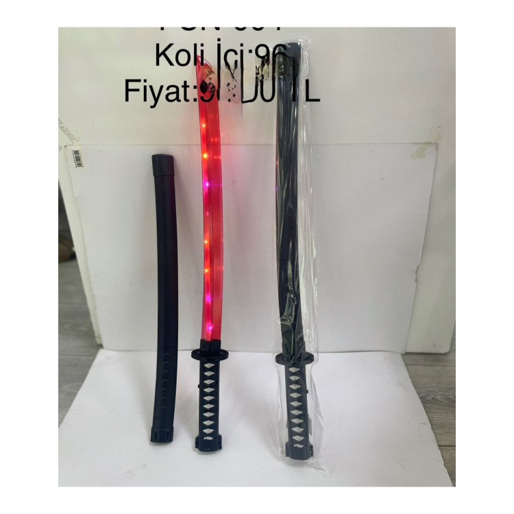 PVCDE PİLLİ IŞIKLI KILIFLI SAMURAY KILIÇ 67CM