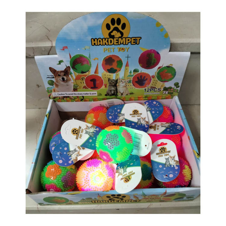 STANDDA DESENLİ IŞIKLI TOP VİKVİK SESLİ 7.5 CM