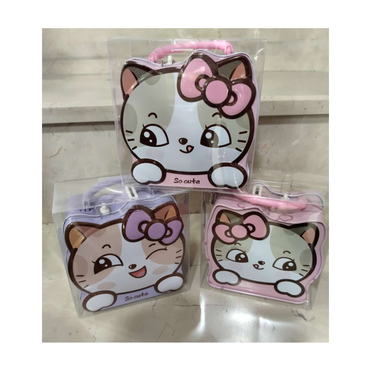 VAK.METAL KİLİTLİ KEDİLİ KUMBARA  15*15CM