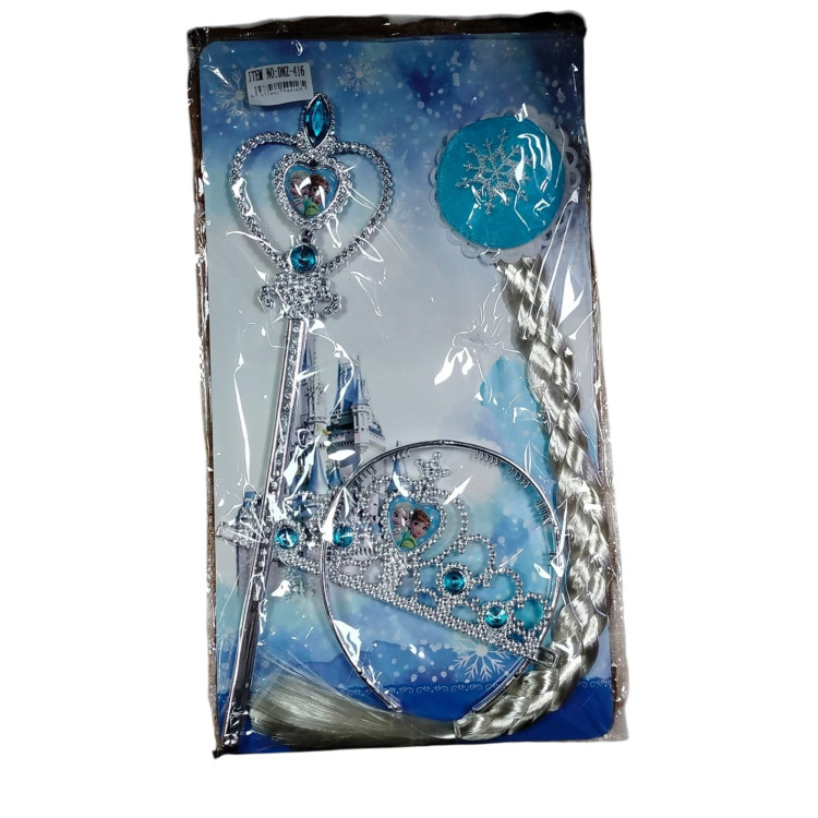 PVCDE FROZEN SAÇLI TAÇLI ASALI SET 4 PCS