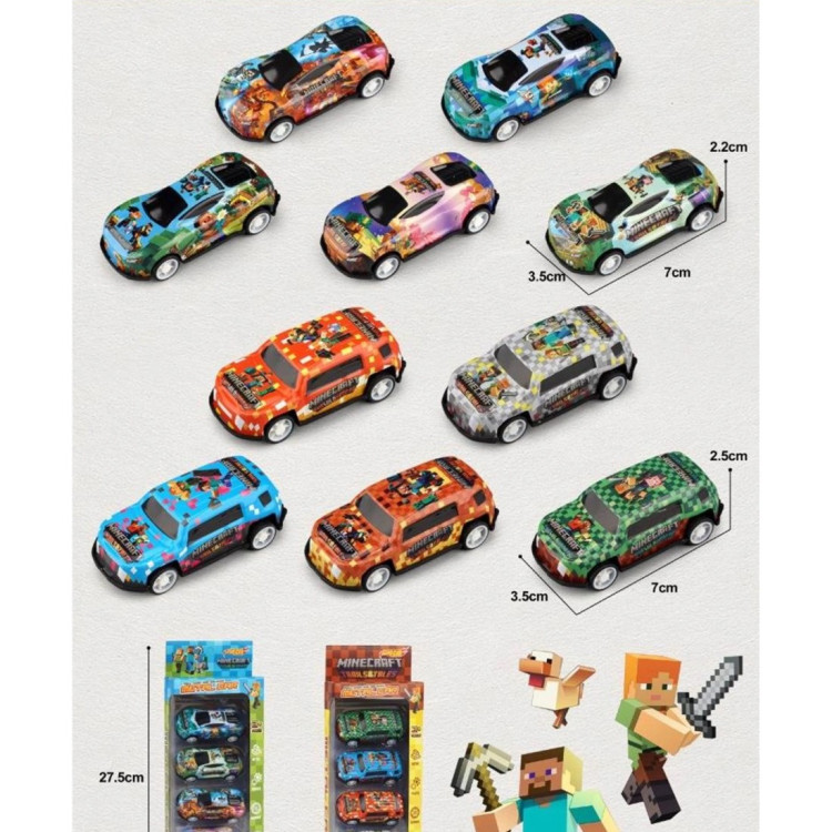 KUT. 5Lİ ÇEKBIRAK MINECRAFT ARABA SET 6CM