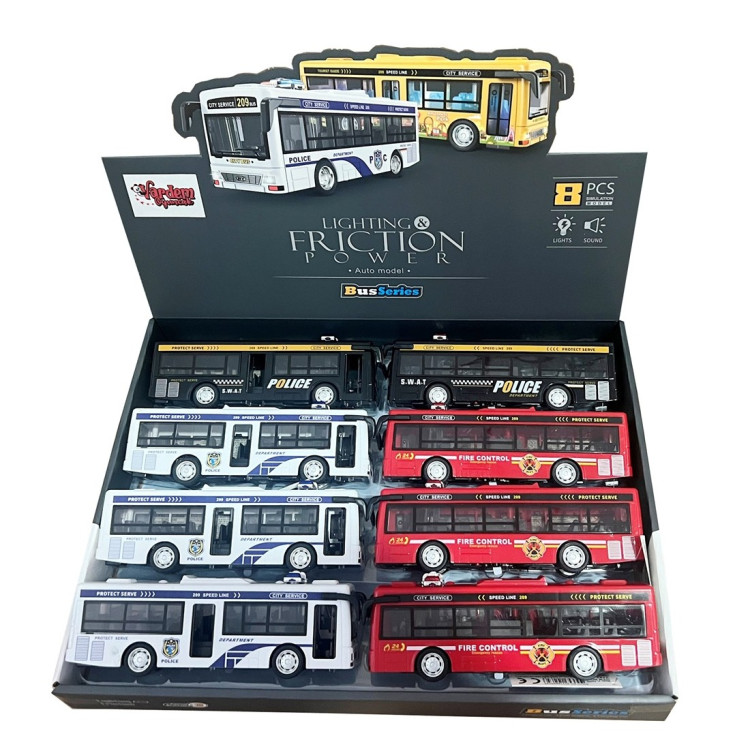 STAND Sürt.Işıklı ve Sesli Polis ve İtfaiye Otobüsü 20cm KAPILARI AÇILIR STAND Sürt.Işıklı ve Sesli Polis ve İtfaiye Otobüsü 20cm KAPILARI AÇILIR