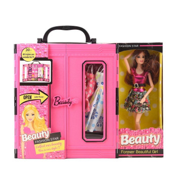 GARDOLAP BEBEKLİ KIYAFETLİ AKSESUARLI GARDOLAP BEBEKLİ KIYAFETLİ AKSESUARLI