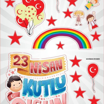 23 NİSAN GÖKKUŞAĞI STİCKER 50x35cm