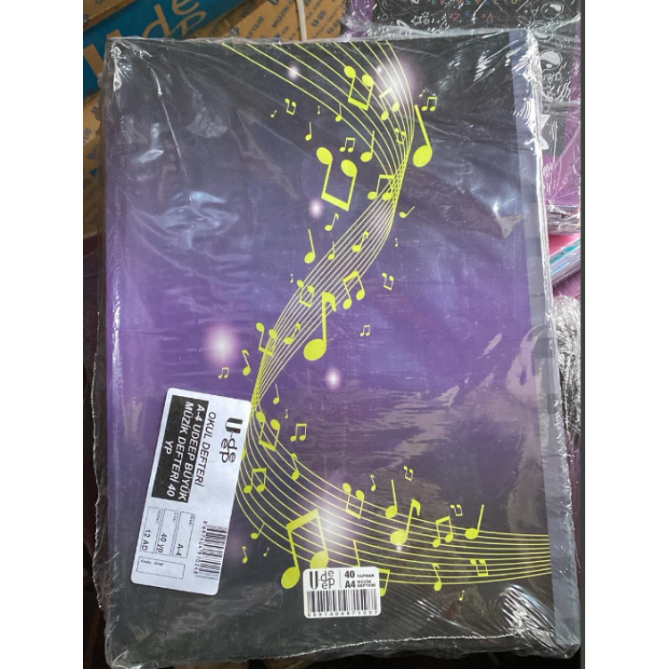 MÜZİK DEFTERİ A4 BÜYÜK KARTON KAPAK 40YP. (BOX12) *DF