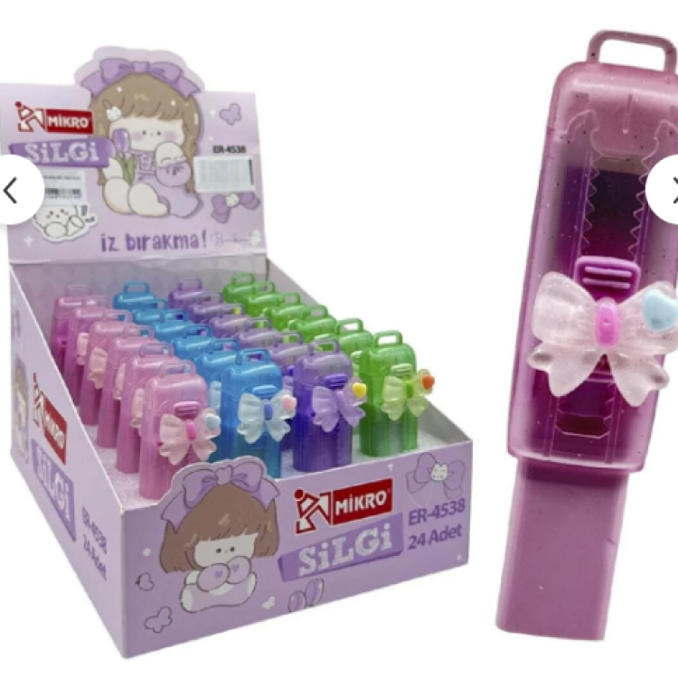 MİKRO ER-4538 GİRL VİBES KURDELE SÜRGÜLÜ SİLGİ 24LÜ