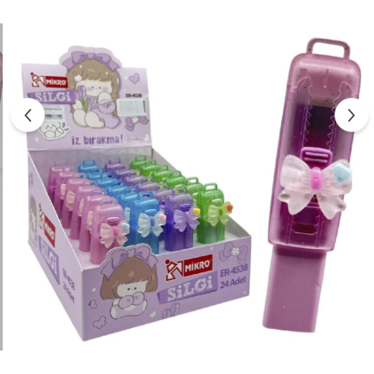 MİKRO ER-4538 GİRL VİBES KURDELE SÜRGÜLÜ SİLGİ 24LÜ