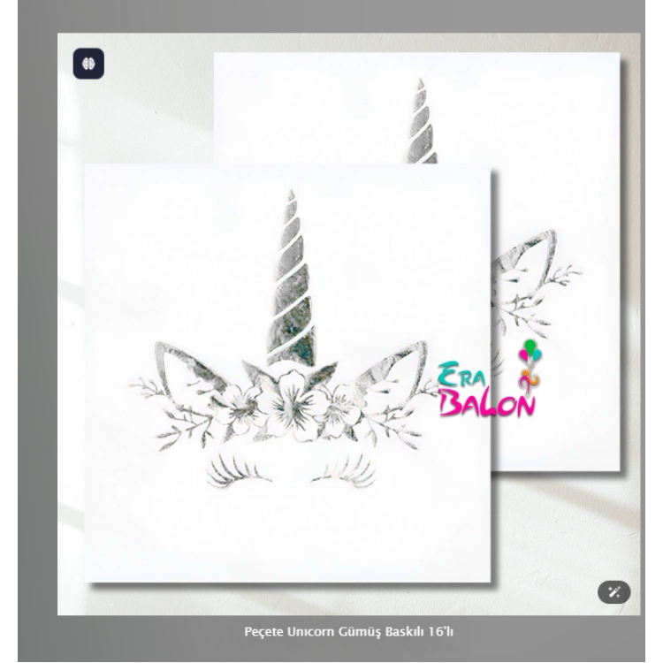 Peçete Unıcorn Gümüş Baskılı 16'lı