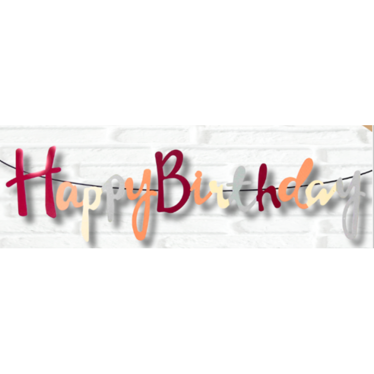 Banner Kaligrafi Happy Bırthday Retro 100X20cm