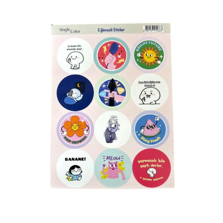 SİNGLE COLOR 2'Lİ EĞLENCELİ STİCKER PK:50'Lİ