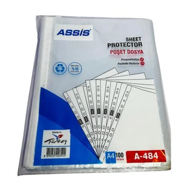 Assis A-484 A4 POŞET DOSYA Şeffaf 100 Lü