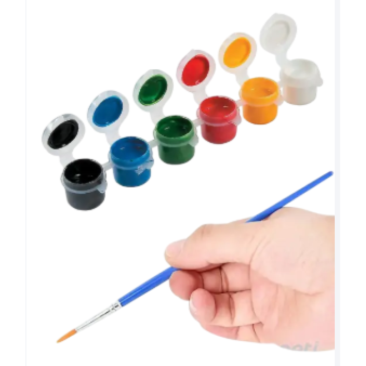 Akrilik Mini Boya Set 5ml 6 Renk Fırça Hediyeli