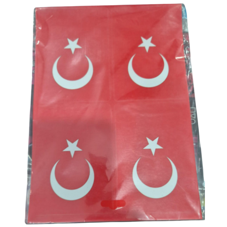 AY YILDIZ KAĞIT BAYRAK STİCKER 4 PARÇA 17X25 25Lİ *23nisan