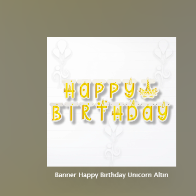 Banner Happy Bırthday Unıcorn Altın