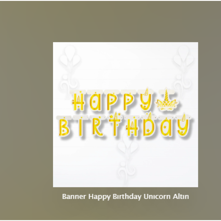 Banner Happy Bırthday Unıcorn Altın