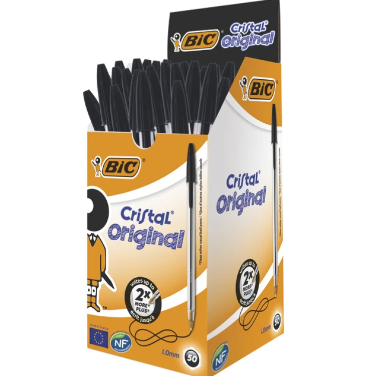BİC CRİSTAL TÜKENMEZ KALEM SİYAH 50 Lİ