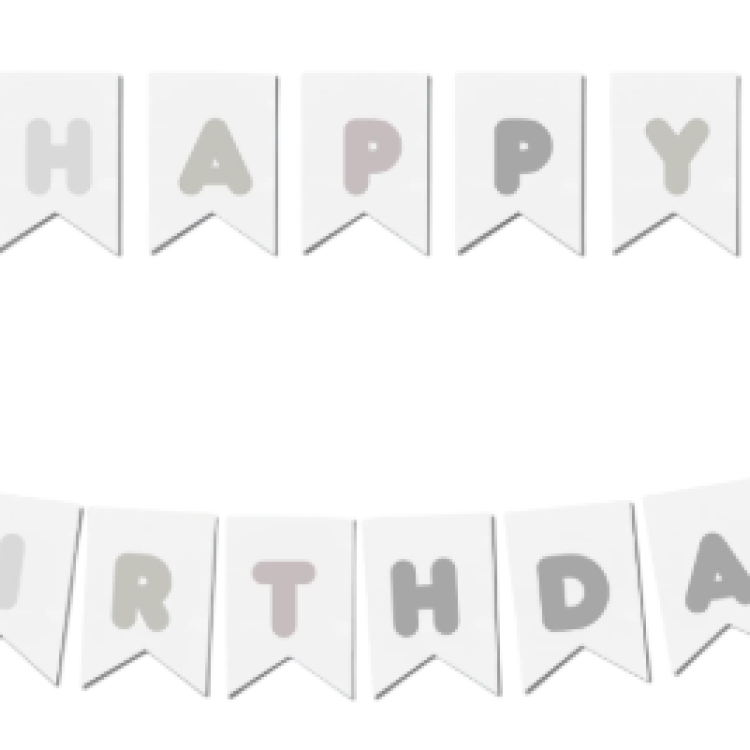 Banner Beyaz-Gümüş Happy Bırthday
