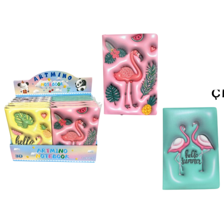 A-397 FLAMİNGO 14X20 PUFFY ÇİZGİLİ DEFTER 12Lİ