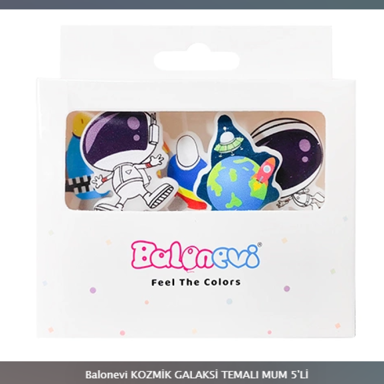 Balonevi KOZMİK GALAKSİ TEMALI MUM 5'Lİ