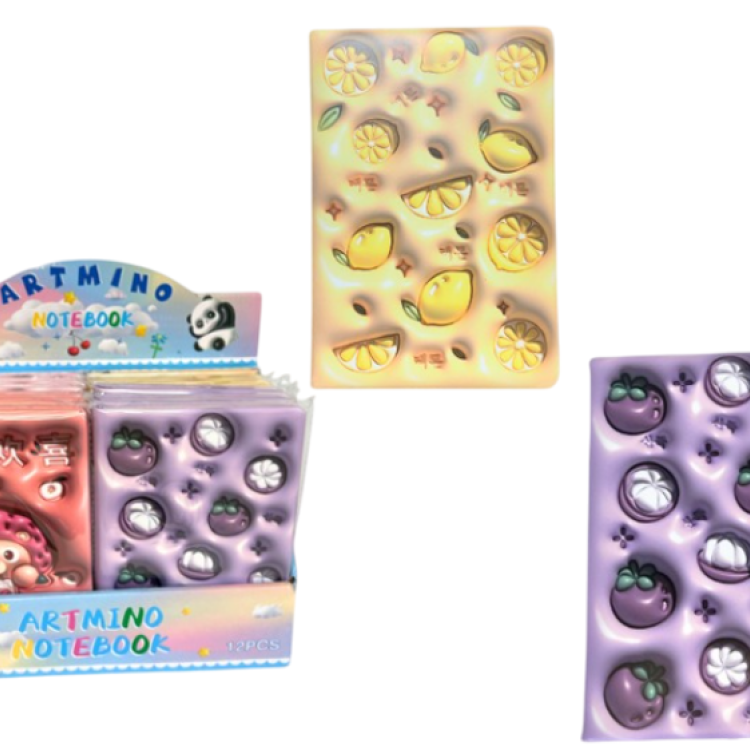 A-396 FRUİTS 14X20 PUFFY ÇİZGİLİ DEFTER 12Lİ