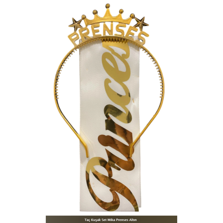 Taç Kuşak Set Mika Prenses Altın