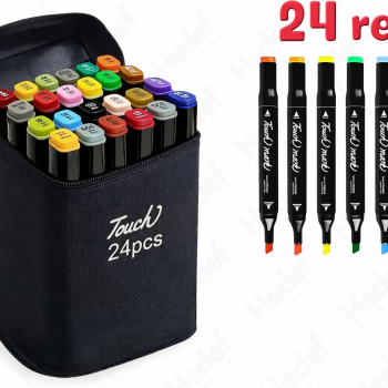 ÇİFT TARAFLI ÇANTALI MARKER ÇİZİM KALEMİ 24 RENK