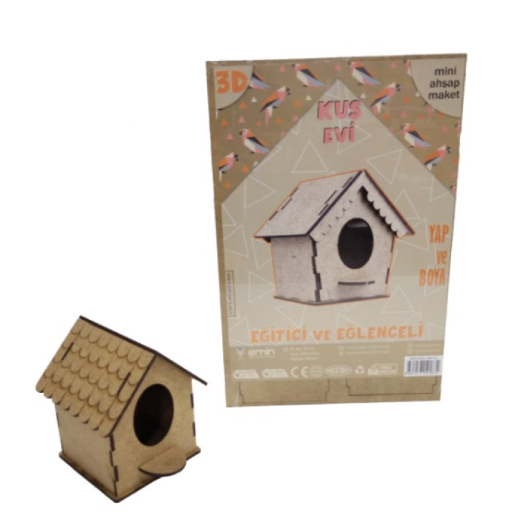 3D kuş evi ahşap maket