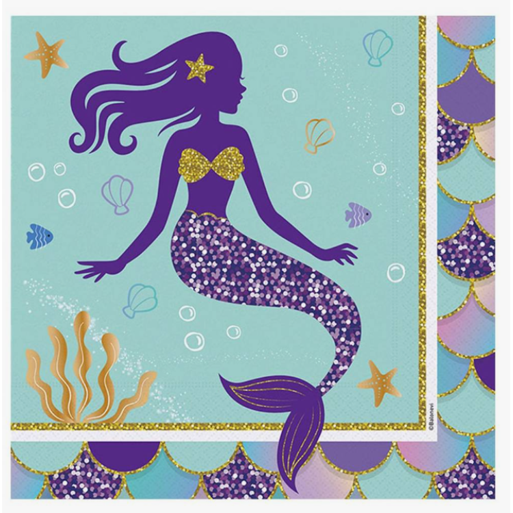 Peçete Pırıltılı Deniz Kızı 16'lı