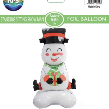 Ayaklı Büyük Oturan Kardan Adam 8293 120X58CM folyo balon Ayaklı Büyük Oturan Kardan Adam 8293 120X58CM folyo balon