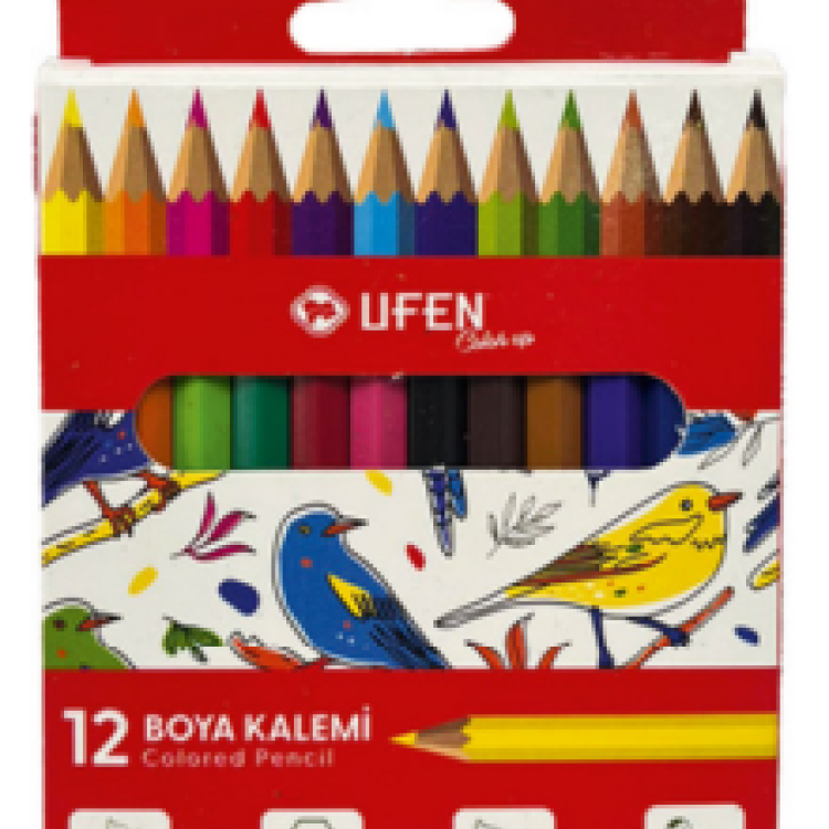 UFEN 12 RENK YARIM BOY KURU BOYA KALEMİ