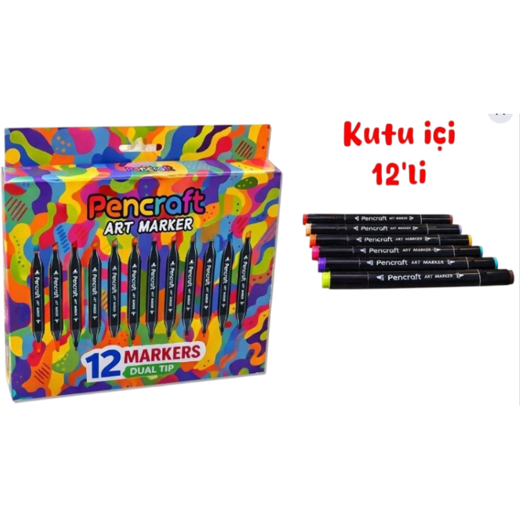PENCRAFT KUTULU MARKER KALEM 12Lİ
