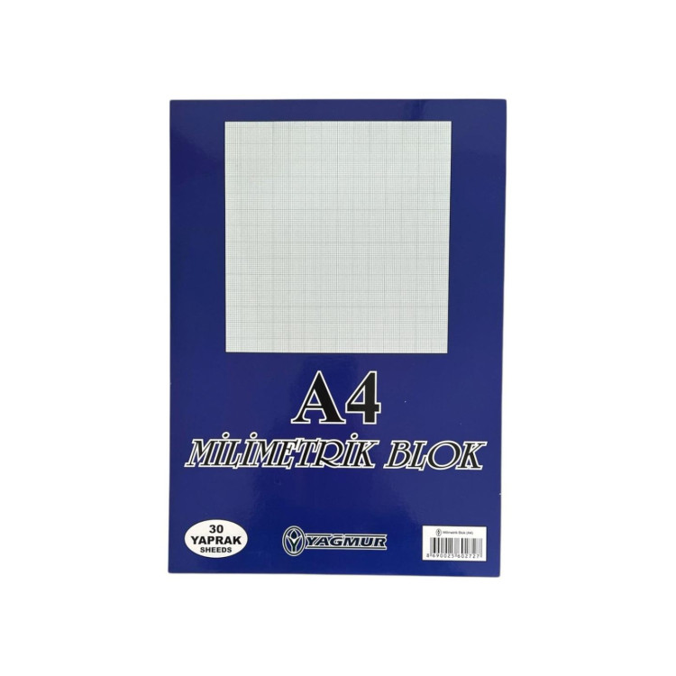 YAĞMUR A4 MİLİMETRİK BLOK 12'Lİ PEMBE-MAVİ