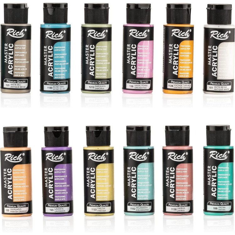 RİCH MASTERMİX 60 CC AKRİLİK BOYA PASTEL 12'Lİ