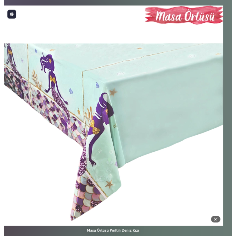 Masa Örtüsü Pırıltılı Deniz Kızı