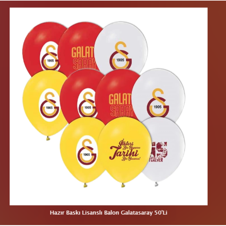 Hazır Baskı Lisanslı Balon Galatasaray 50'Li
