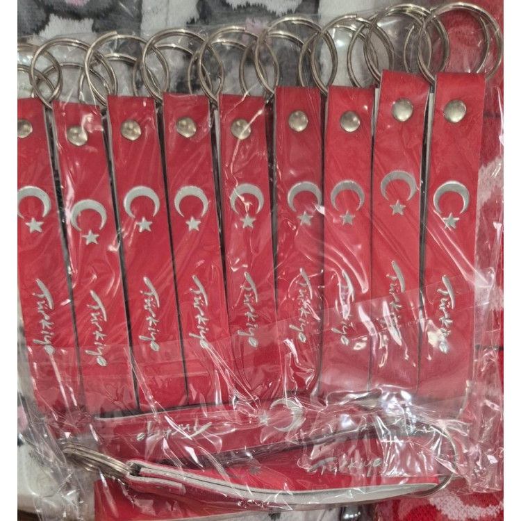 ANAHTARLIK BAYRAK AYYILDIZ DERİ GÖRÜNÜMLÜ 24LÜ *23nisan