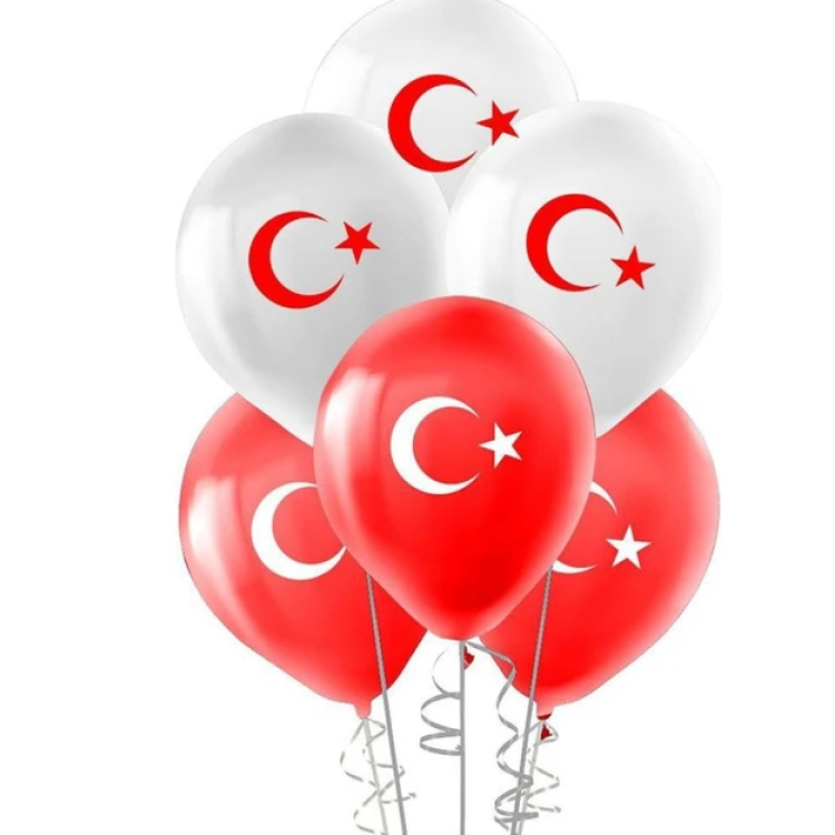 BALON BAYRAK AYYILDIZ KIRMIZI-BEYAZ (POŞET100) 23nisan