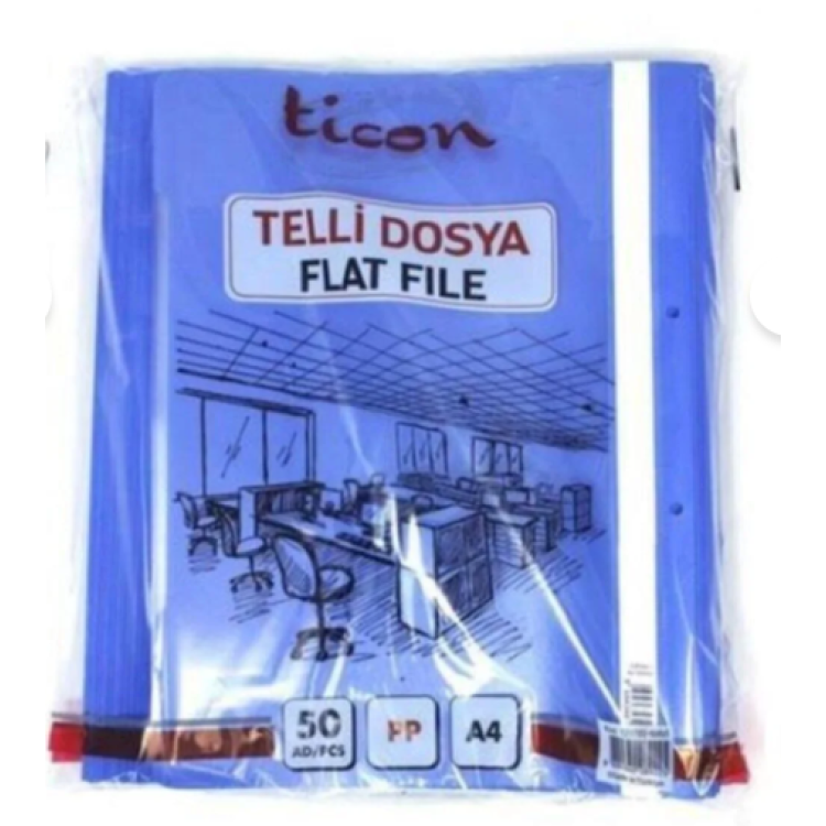 TİCON TELLİ DOSYA 50Lİ MAVİ