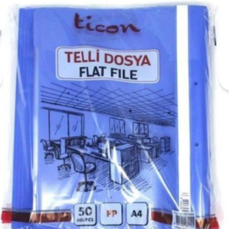 TİCON TELLİ DOSYA 50Lİ MAVİ