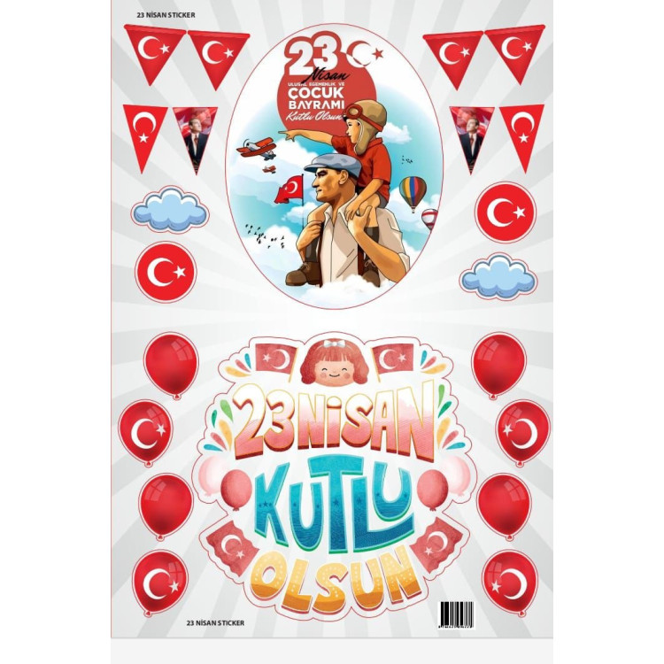 23 NİSAN KUTLU OLSUN STİCKER 50x35cm