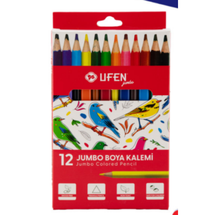 UFEN 12 RENK JUMBO KURU BOYA KALEMİ