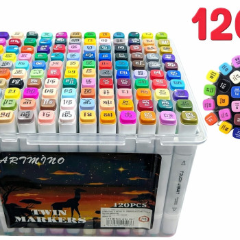 ÇİFT TARAFLI KUTULU MARKER ÇİZİM KALEMİ 120Lİ