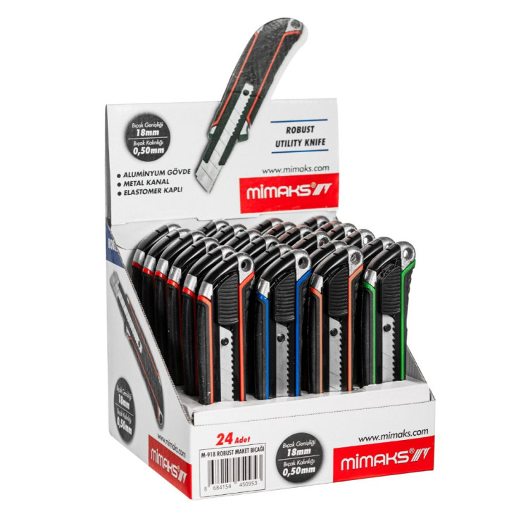 MİMAKS M-918 ROBUST MAKET BICAĞI GENİŞ/18MM 24LÜ MİMAKS M-918 ROBUST MAKET BICAĞI GENİŞ/18MM 24LÜ