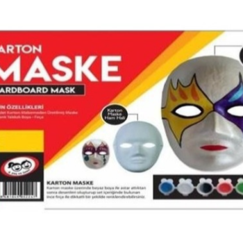 KUMTOYS KARTON MASKE Boyama Seti - 6 Renk Boya + Fırça + Maske KUMTOYS KARTON MASKE Boyama Seti - 6 Renk Boya + Fırça + Maske