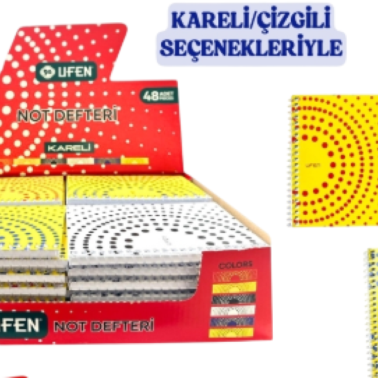 UFEN 53117 A6 TARAFTAR KARTON KAPAK NOT DEFTERİ SPİRALLİ 48 Lİ