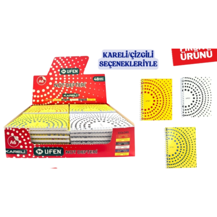 UFEN 53117 A6 TARAFTAR KARTON KAPAK NOT DEFTERİ SPİRALLİ 48 Lİ UFEN 53117 A6 TARAFTAR KARTON KAPAK NOT DEFTERİ SPİRALLİ 48 Lİ