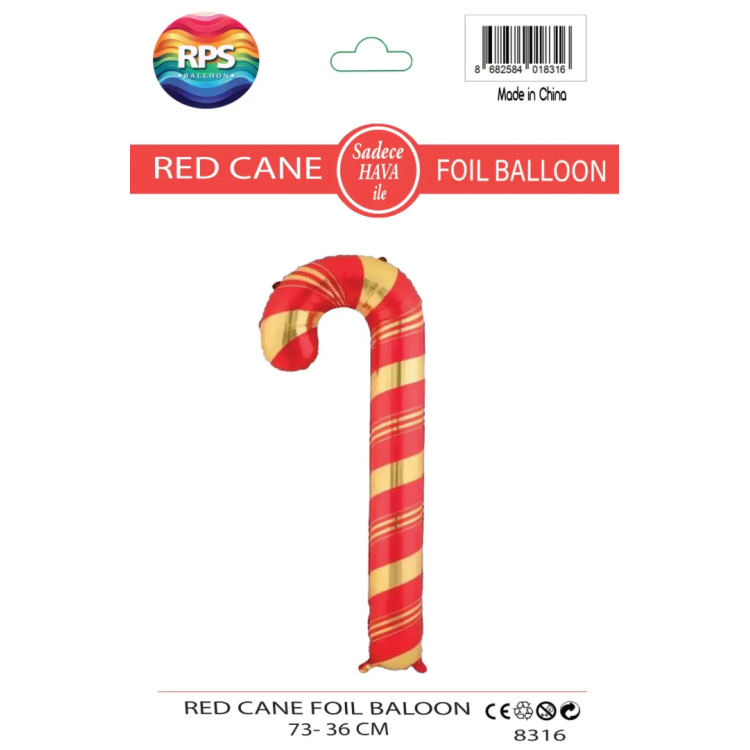 Kırmızı Gold Baston Folyo Balon 8316 73X36CM